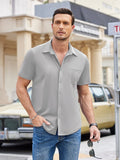 Summer Casual Wrinkle Free Shirt (US Only) Sets coofandy Light Grey S 