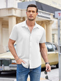 Summer Casual Wrinkle Free Shirt (US Only) Sets coofandy White S 