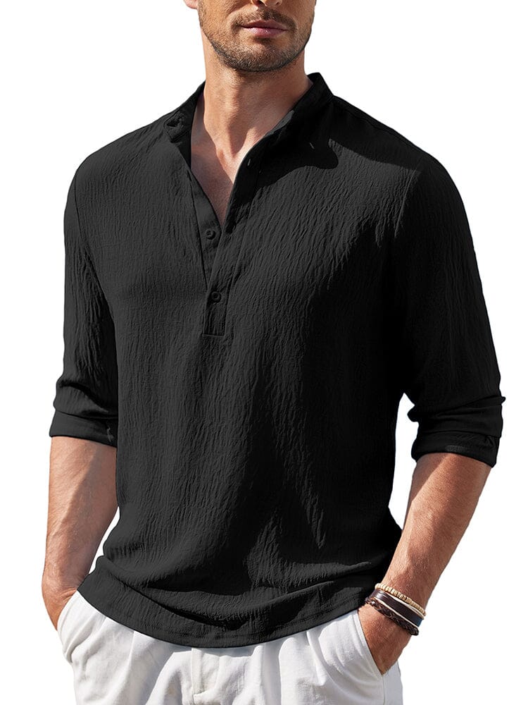 Casual Lightweight Henley Shirt (US Only) Shirts coofandy Black S 