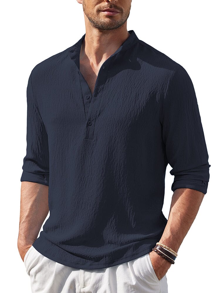 Casual Lightweight Henley Shirt (US Only) Shirts coofandy Navy Blue S 