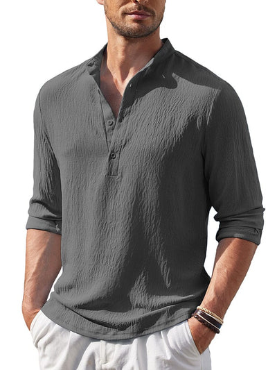 Casual Lightweight Henley Shirt (US Only) Shirts coofandy Dark Grey S 