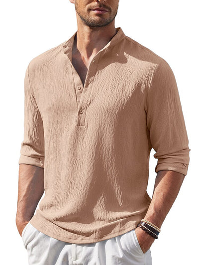 Casual Lightweight Henley Shirt (US Only) Shirts coofandy Khaki S 