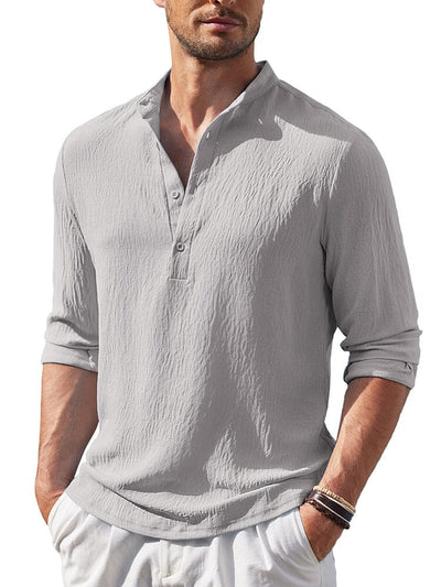 Casual Lightweight Henley Shirt (US Only) Shirts coofandy Light Grey S 