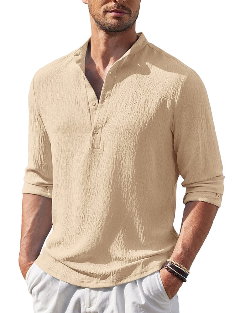 Casual Lightweight Henley Shirt (US Only) Shirts coofandy Light Khaki S 