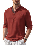 Casual Lightweight Henley Shirt (US Only) Shirts coofandy Wine Red S 