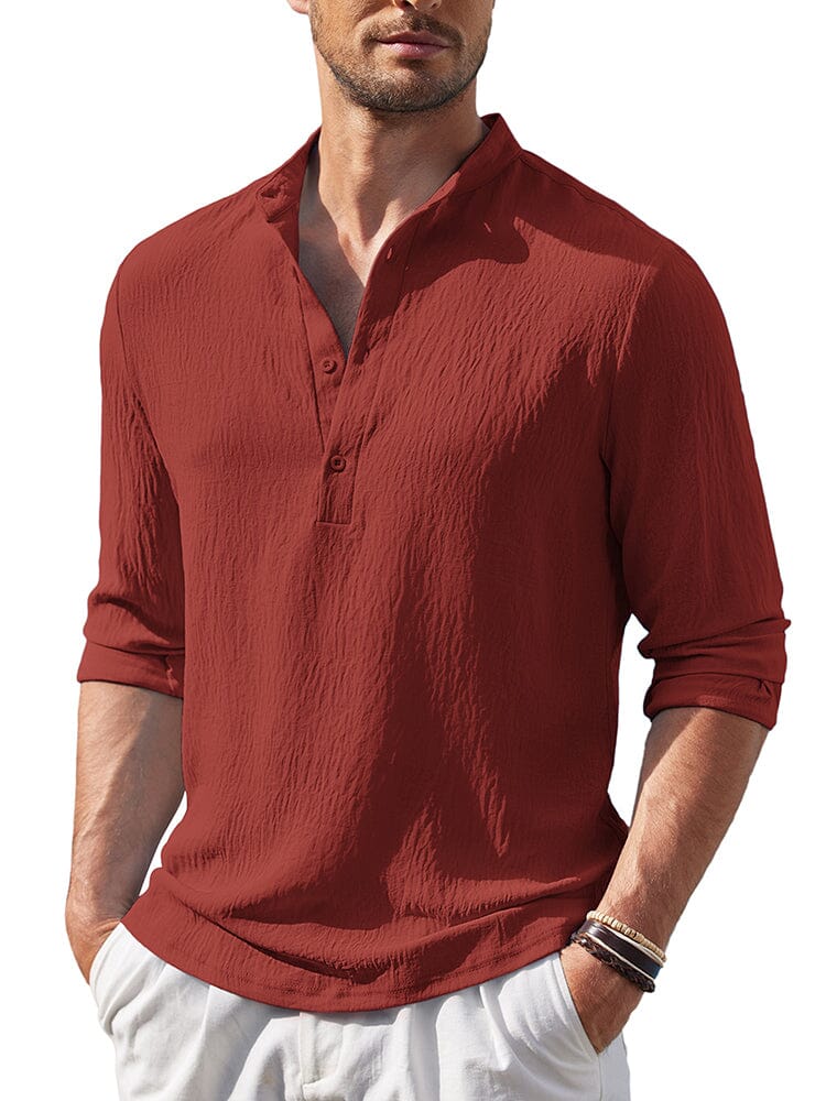 Casual Lightweight Henley Shirt (US Only) Shirts coofandy Wine Red S 