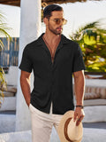 Summer Casual Knit Shirt (US Only) Sets coofandy Black S 
