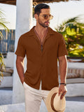 Summer Casual Knit Shirt (US Only) Sets coofandy Brown S 