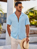 Summer Casual Knit Shirt (US Only) Sets coofandy Clear Blue S 