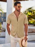 Summer Casual Knit Shirt (US Only) Sets coofandy Khaki S 