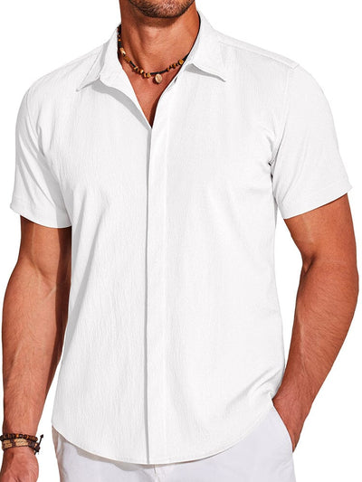 Casual Wrinkle Free Textured Shirt (US Only) Shirts coofandy White S 