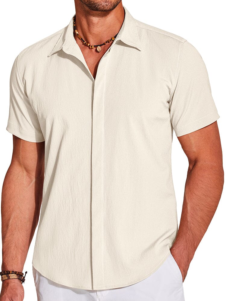 Casual Wrinkle Free Textured Shirt (US Only) Shirts coofandy Cream S 