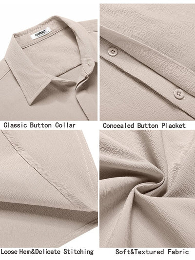 Casual Wrinkle Free Textured Shirt (US Only) Shirts coofandy 