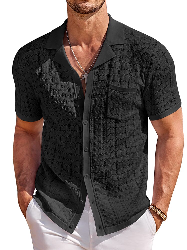 Breathable Fashion Hollow Knit Shirt (US Only) Shirts coofandy Black S 