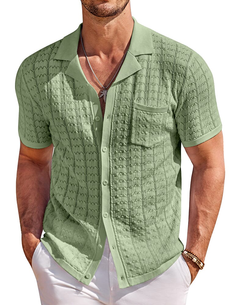 Breathable Fashion Hollow Knit Shirt (US Only) Shirts coofandy Light Green S 