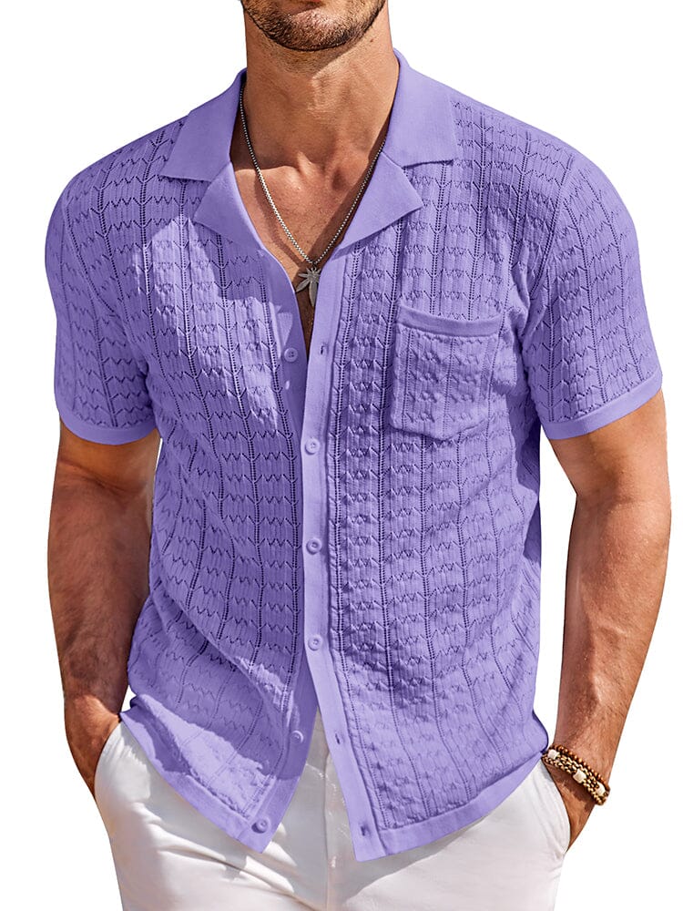 Breathable Fashion Hollow Knit Shirt (US Only) Shirts coofandy Purple S 