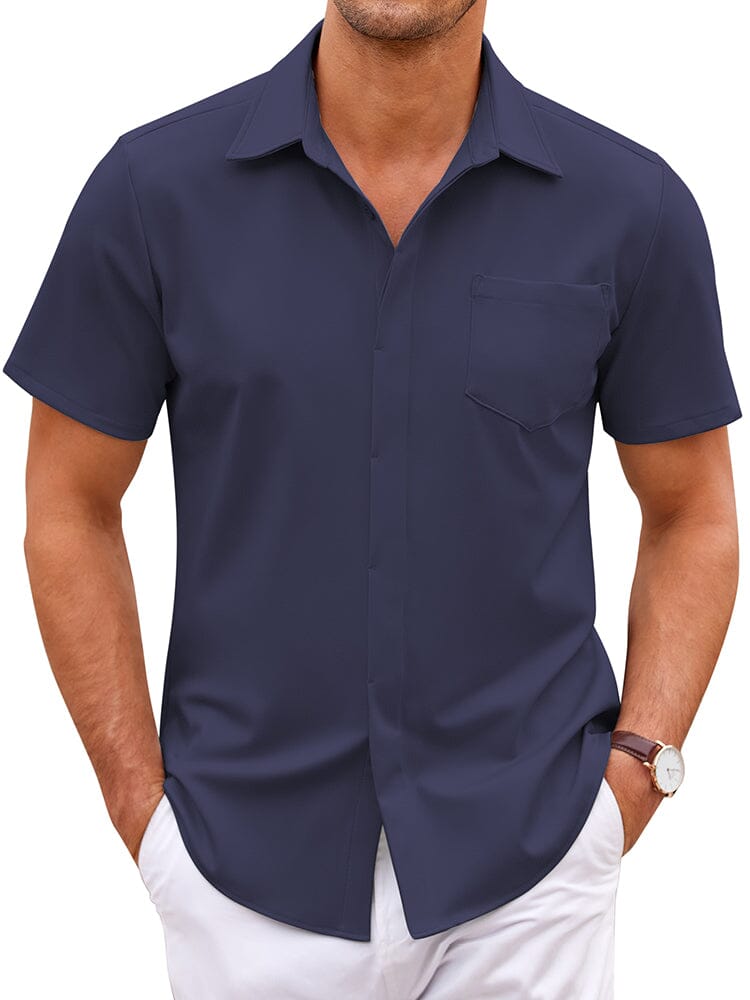 Wrinkle Free Dress Shirt (US Only) Shirts coofandy Navy Blue S 