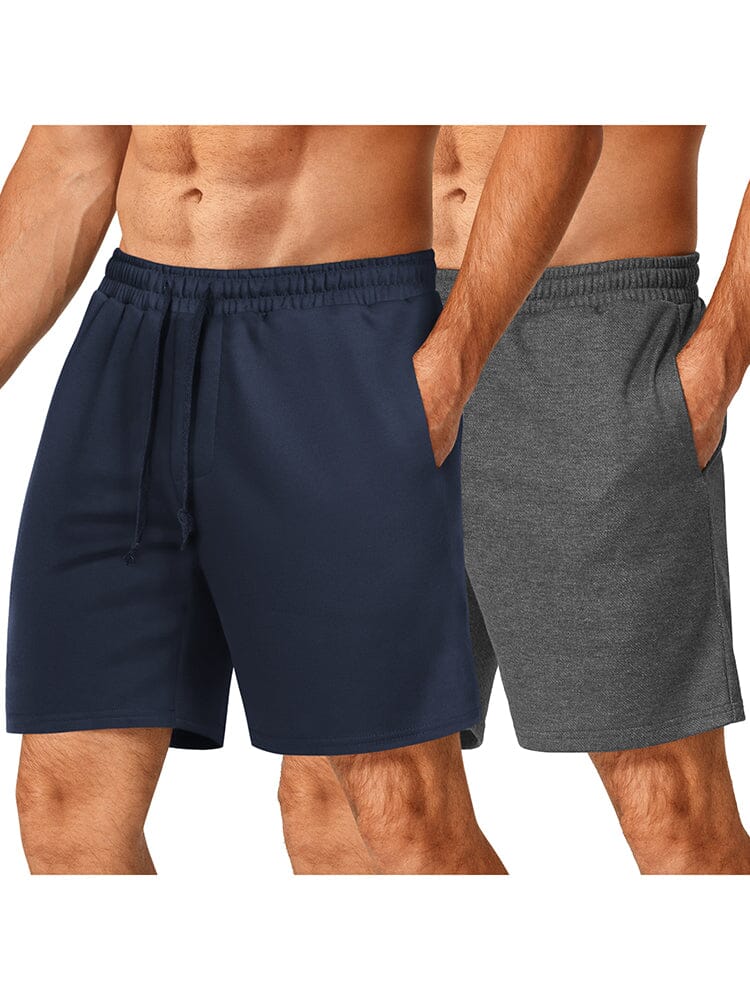 2 Pack Athletic Workout Shorts (US Only) Shorts coofandy Navy Blue/Dark Grey S 