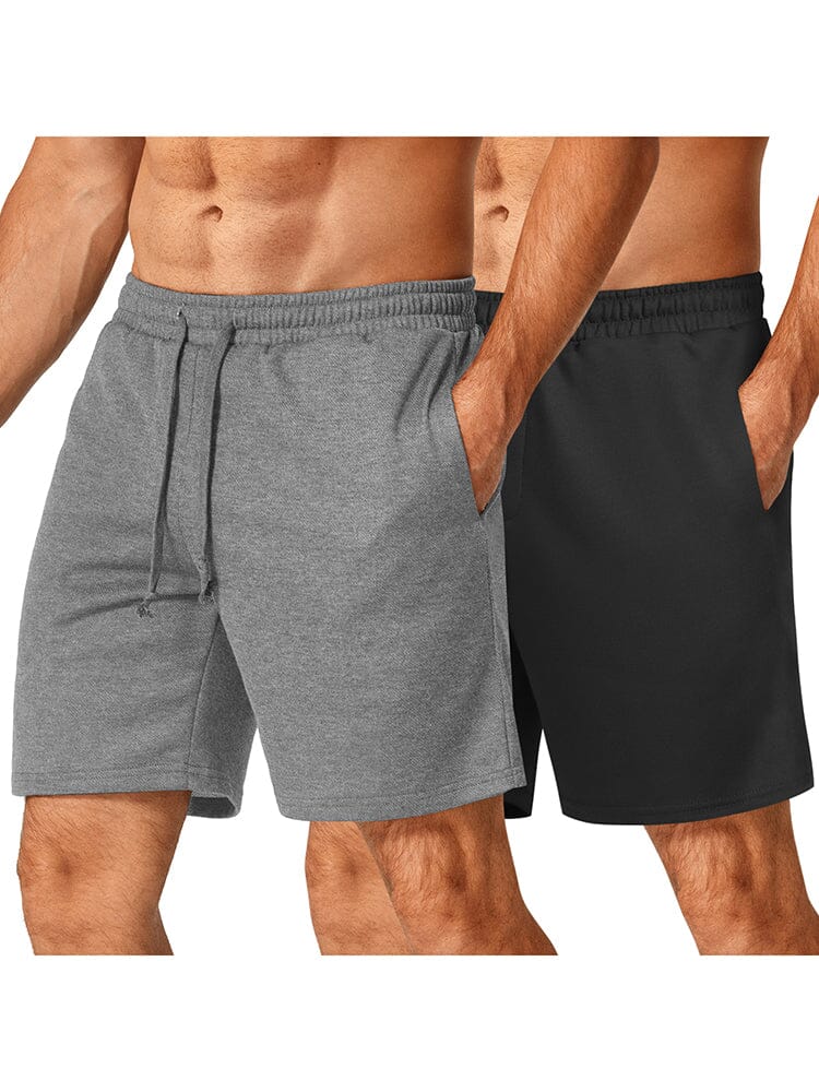 2 Pack Athletic Workout Shorts (US Only) Shorts coofandy Grey/Black S 