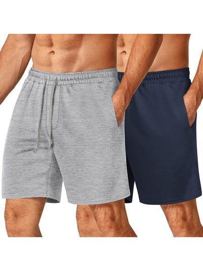2 Pack Athletic Workout Shorts (US Only) Shorts coofandy Light Grey/Navy Blue S 