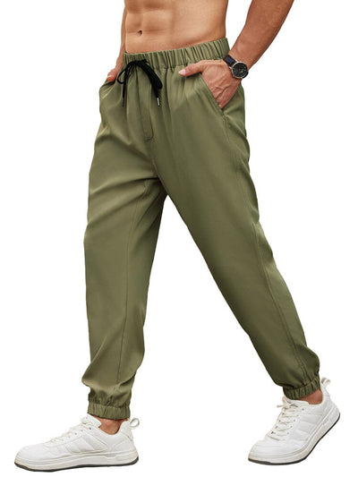 Regular Fit Elastic Waistband Jogger Pants (US Only) Pants coofandy Army Green S 