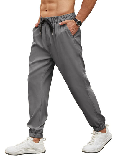 Regular Fit Elastic Waistband Jogger Pants (US Only) Pants coofandy Dark Grey S 