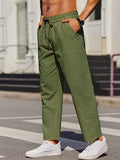Casual Elastic Waist Linen Blend Pants (US Only) Pants coofandy Army Green S 
