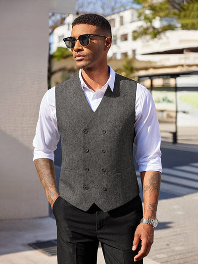 Lightweight Double Breasted Suit Vest (US Only) Vest coofandy 
