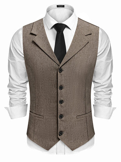 Slim Fit Notch Lapel Formal Vest (US Only) Vest coofandy Brown S 