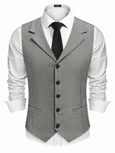 Slim Fit Notch Lapel Formal Vest (US Only) Vest coofandy Light Grey S 