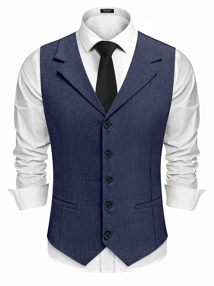 Slim Fit Notch Lapel Formal Vest (US Only) Vest coofandy Navy Blue S 