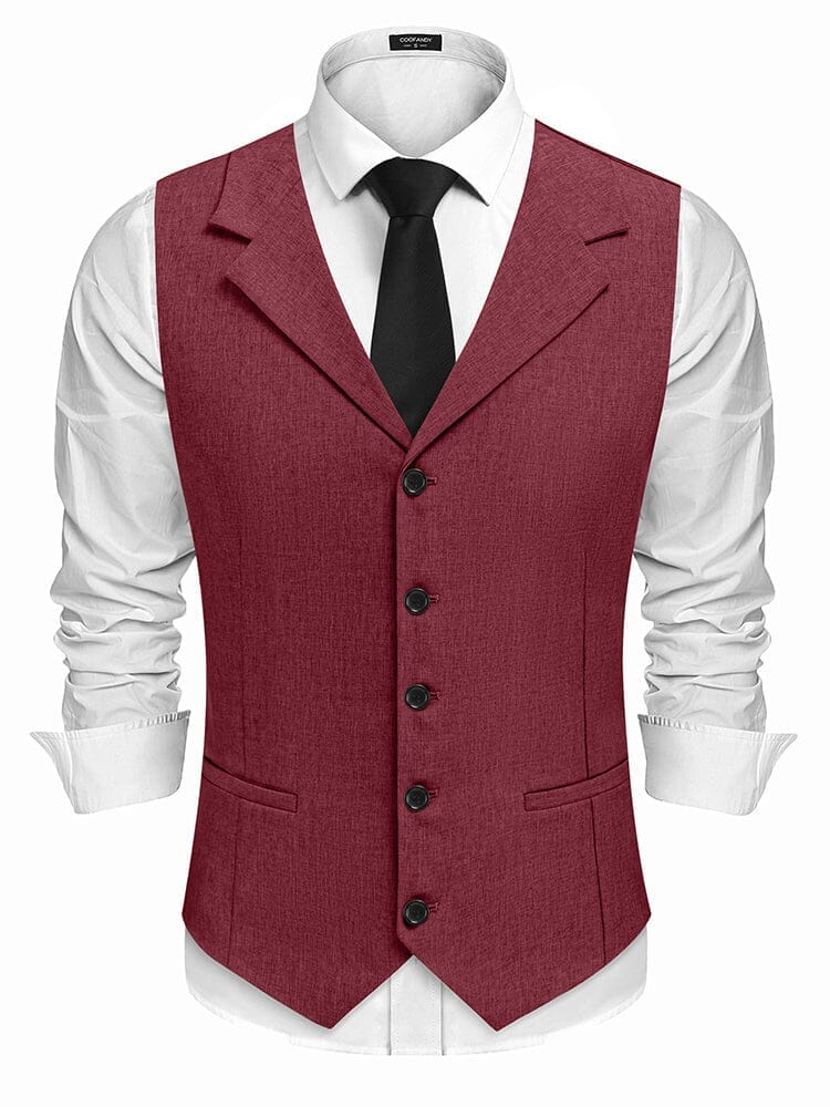 Slim Fit Notch Lapel Formal Vest (US Only) Vest coofandy Red S 