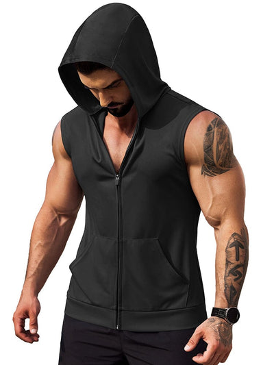 Hooded Workout Tank Top (US Only) Tank Tops coofandy Black S 