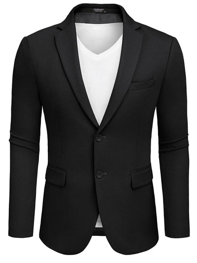 Slim Fit Textured Blazer Jacket (US Only) Blazer coofandy Black S 