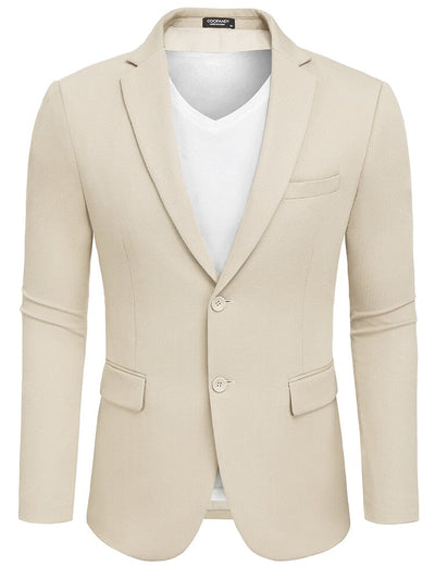 Slim Fit Textured Blazer Jacket (US Only) Blazer coofandy Beige S 