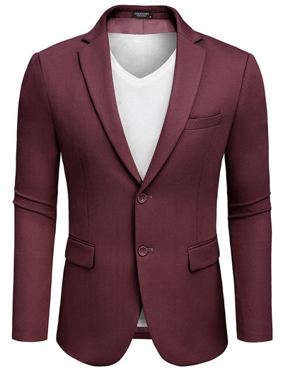 Slim Fit Textured Blazer Jacket (US Only) Blazer coofandy Dark Red S 