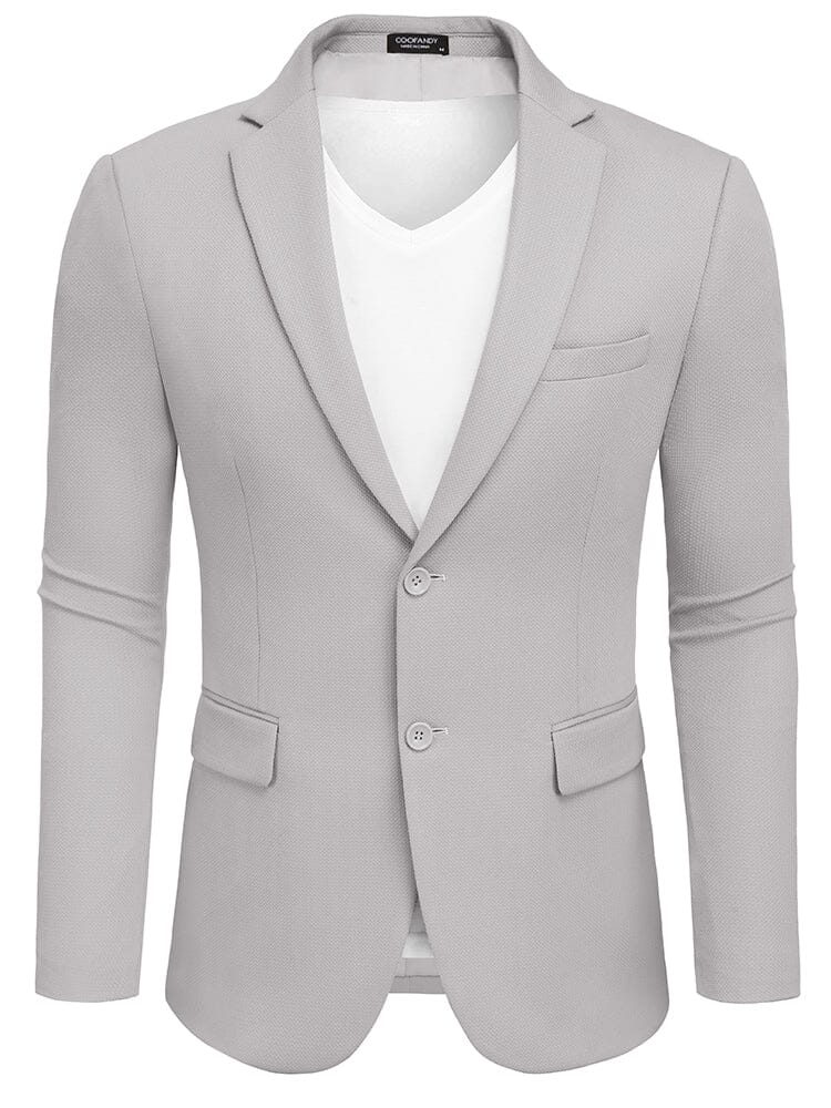 Slim Fit Textured Blazer Jacket (US Only) Blazer coofandy Light Grey S 
