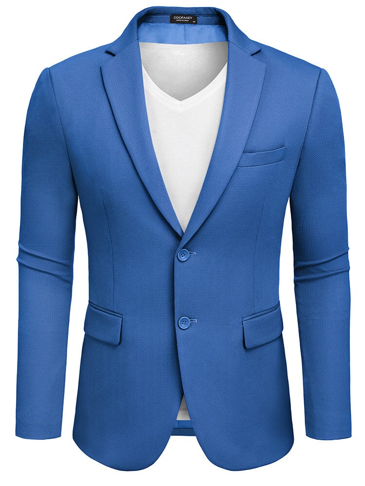 Slim Fit Textured Blazer Jacket (US Only) Blazer coofandy Royal Blue S 