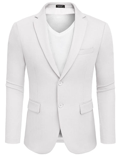 Slim Fit Textured Blazer Jacket (US Only) Blazer coofandy White S 