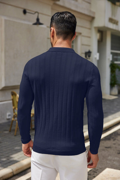 Casual Stretch Ribbed Knit Shirts (US Only) Shirts coofandy 