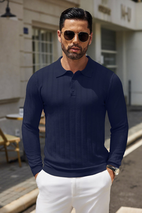 Casual Stretch Ribbed Knit Shirts (US Only) Shirts coofandy 