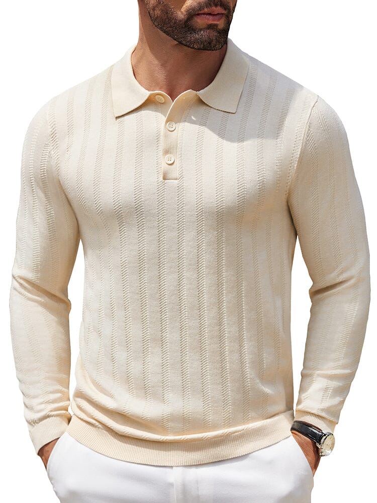 Casual Stretch Ribbed Knit Shirts (US Only) Shirts coofandy Beige S 