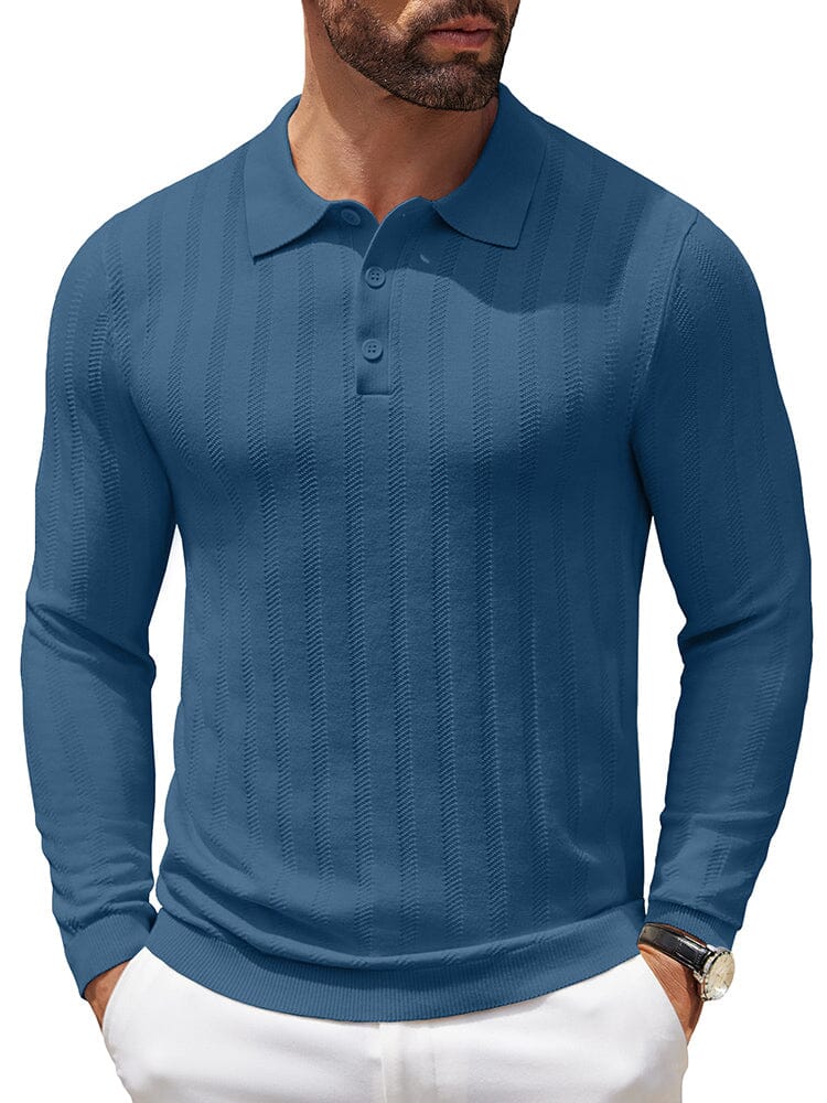 Casual Stretch Ribbed Knit Shirts (US Only) Shirts coofandy Dark Blue S 