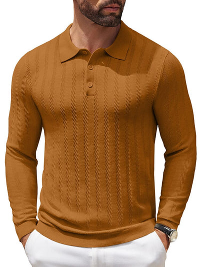 Casual Stretch Ribbed Knit Shirts (US Only) Shirts coofandy Brown S 