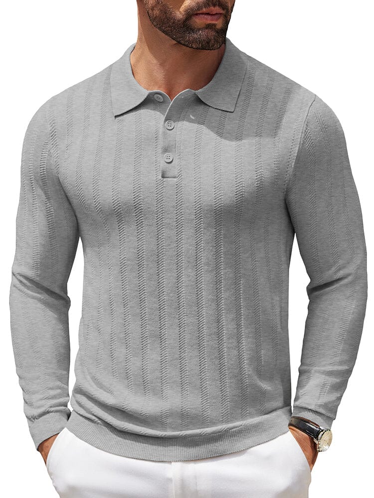 Casual Stretch Ribbed Knit Shirts (US Only) Shirts coofandy Light Grey S 