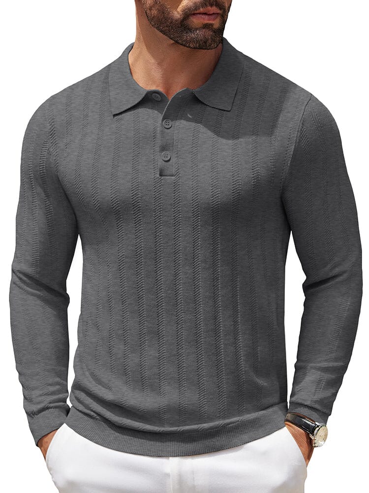 Casual Stretch Ribbed Knit Shirts (US Only) Shirts coofandy Dark Grey S 