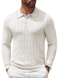 Casual Stretch Ribbed Knit Shirts (US Only) Shirts coofandy White S 