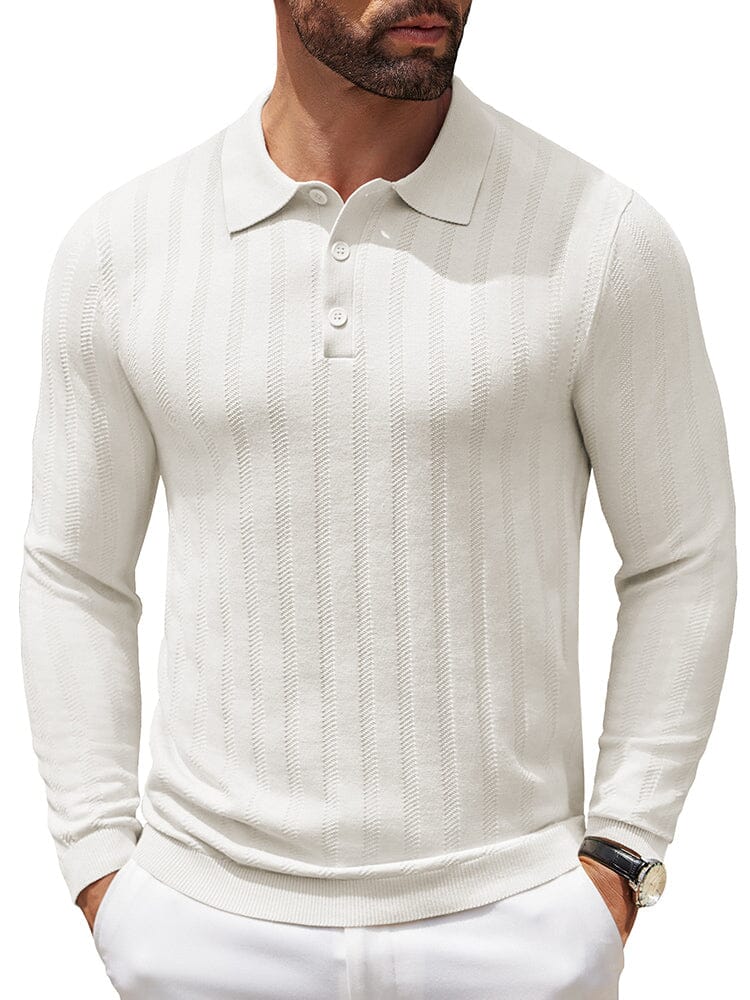 Casual Stretch Ribbed Knit Shirts (US Only) Shirts coofandy White S 