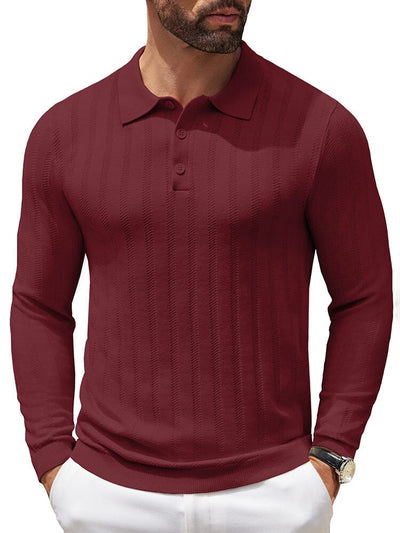 Casual Stretch Ribbed Knit Shirts (US Only) Shirts coofandy Wine Red S 