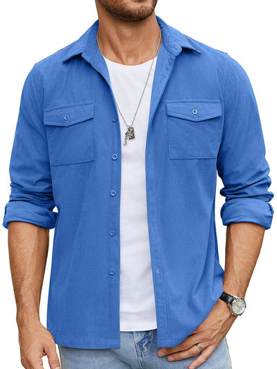 Leisure Waffle Shirt Jacket (US Only) Shirts coofandy Blue S 